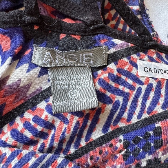 Angie Women's Sleeveless Babydoll Aztec Maxi Dress Spaghetti Strap Small Boho - Picture 9 of 16